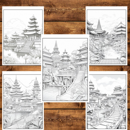Carte de colorat pentru relaxare si antistres, 50 de ilustratii, Bali, 106 pagini [5]