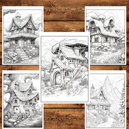 Carte de colorat pentru relaxare si antistres, 50 de ilustratii, Cabanute, 106 pagini [3]