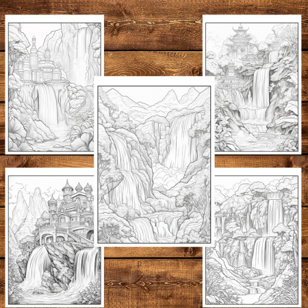 Carte de colorat pentru relaxare si antistres, 50 de ilustratii, Cascade fantastice, 106 pagini [3]