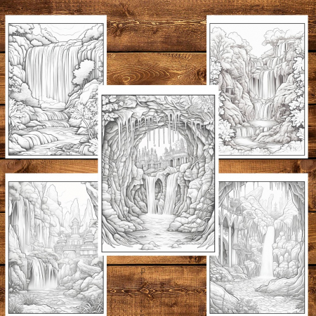 Carte de colorat pentru relaxare si antistres, 50 de ilustratii, Cascade fantastice, 106 pagini [4]