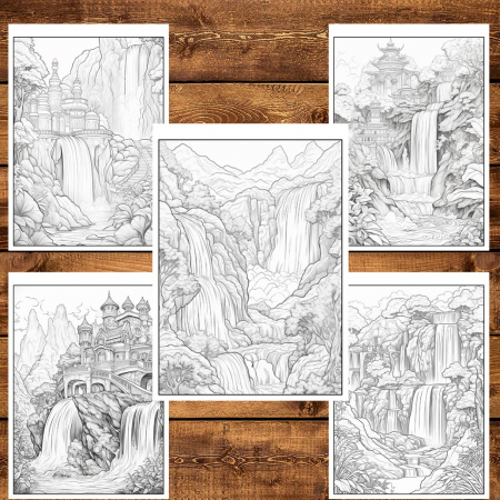 Carte de colorat pentru relaxare si antistres, 50 de ilustratii, Cascade fantastice, 106 pagini [3]