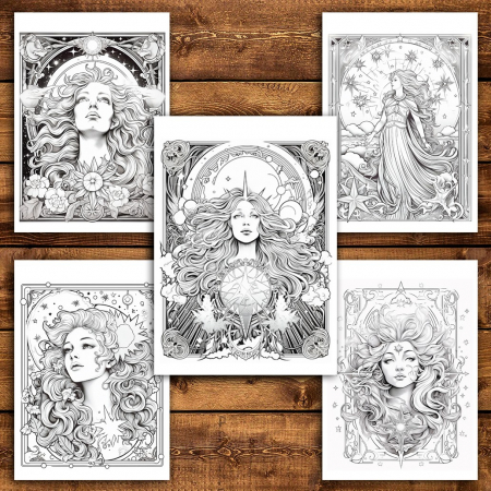 Carte de colorat pentru relaxare si antistres, 50 de ilustratii, Celestial Tarot 106 pagini [3]