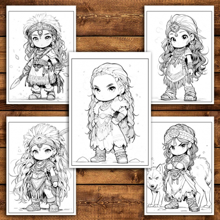 Carte de colorat pentru relaxare si antistres, 50 de ilustratii, Chibi Indians, 106 pagini [3]