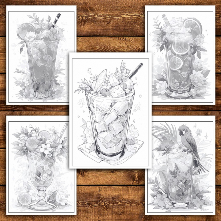 Carte de colorat pentru relaxare si antistres, 50 de ilustratii, Cocktail Glasses 106 pagini [4]