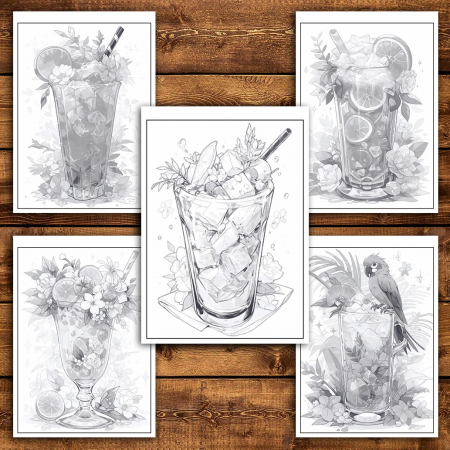 Carte de colorat pentru relaxare si antistres, 50 de ilustratii, Cocktail Glasses 106 pagini [4]