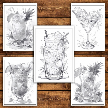 Carte de colorat pentru relaxare si antistres, 50 de ilustratii, Cocktail Glasses 106 pagini [3]