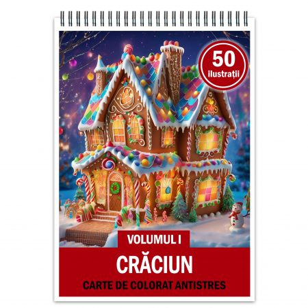 Carti de colorat de Craciun - Carte de colorat pentru relaxare si antistres, 50 de ilustratii, Craciun - Volumul I, 106 pagini