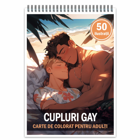 Carti de colorat Erotic / Hentai - Carte de colorat pentru relaxare si antistres, 50 de ilustratii, Cupluri Gay, 106 pagini