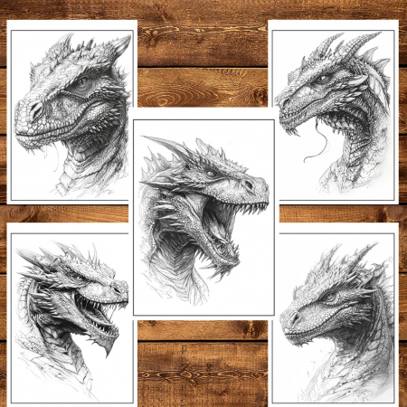 Carte de colorat pentru relaxare si antistres, 50 de ilustratii, Dragoni - Volumul II, 106 pagini [5]