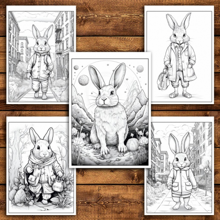 Carte de colorat pentru relaxare si antistres, 50 de ilustratii, Fantasy Rabbits, 106 pagini [3]