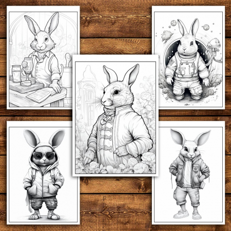 Carte de colorat pentru relaxare si antistres, 50 de ilustratii, Fantasy Rabbits, 106 pagini [4]