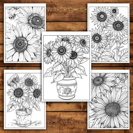 Carte de colorat pentru relaxare si antistres, 50 de ilustratii, Floarea Soarelui, 106 pagini [4]