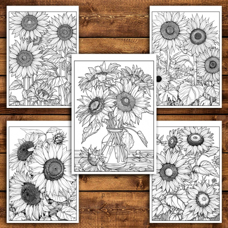 Carte de colorat pentru relaxare si antistres, 50 de ilustratii, Floarea Soarelui, 106 pagini [3]