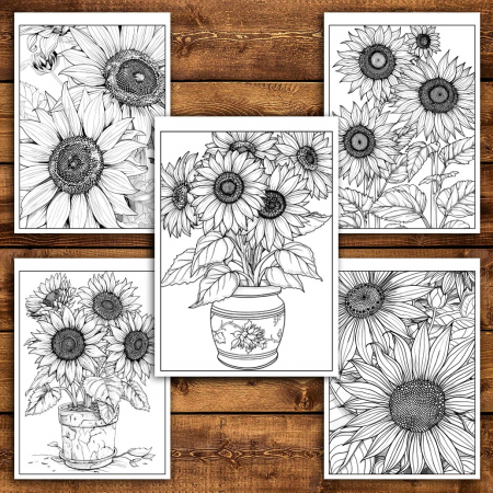 Carte de colorat pentru relaxare si antistres, 50 de ilustratii, Floarea Soarelui, 106 pagini [4]
