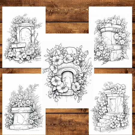 Carte de colorat pentru relaxare si antistres, 50 de ilustratii, Flowers of time, 106 pagini [3]