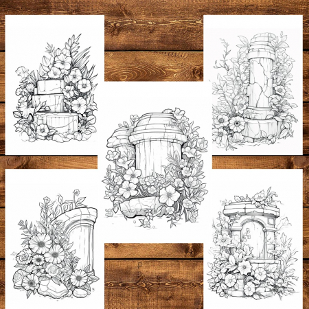 Carte de colorat pentru relaxare si antistres, 50 de ilustratii, Flowers of time, 106 pagini [5]