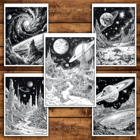 Carte de colorat pentru relaxare si antistres, 50 de ilustratii, Galaxie Cosmica, 106 pagini [4]