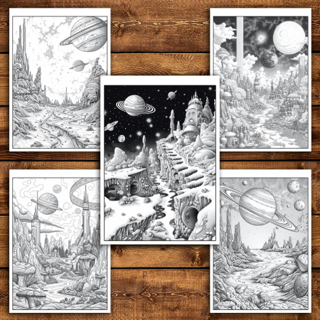 Carte de colorat pentru relaxare si antistres, 50 de ilustratii, Galaxie Cosmica, 106 pagini [3]