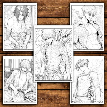 Carte de colorat pentru relaxare si antistres, 50 de ilustratii, Hot Manga Boys, 106 pagini [4]