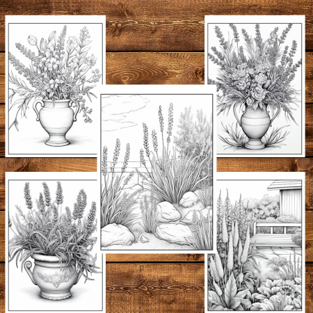 Carte de colorat pentru relaxare si antistres, 50 de ilustratii, Lavanda, 106 pagini [4]