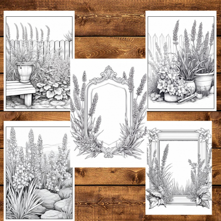 Carte de colorat pentru relaxare si antistres, 50 de ilustratii, Lavanda, 106 pagini [5]