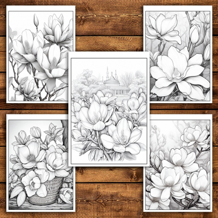 Carte de colorat pentru relaxare si antistres, 50 de ilustratii, Magnolii, 106 pagini [4]