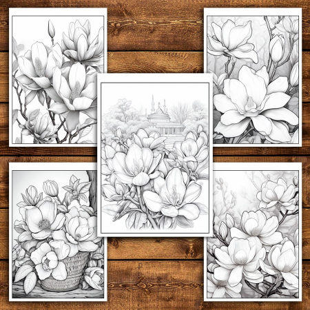 Carte de colorat pentru relaxare si antistres, 50 de ilustratii, Magnolii, 106 pagini [4]