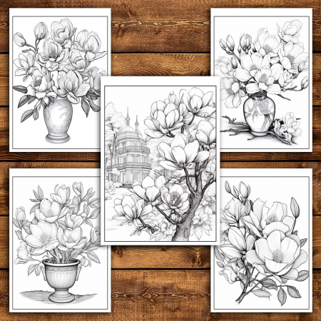 Carte de colorat pentru relaxare si antistres, 50 de ilustratii, Magnolii, 106 pagini [5]