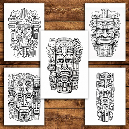 Carte de colorat pentru relaxare si antistres, 50 de ilustratii, Mystical Totems, 106 pagini [4]
