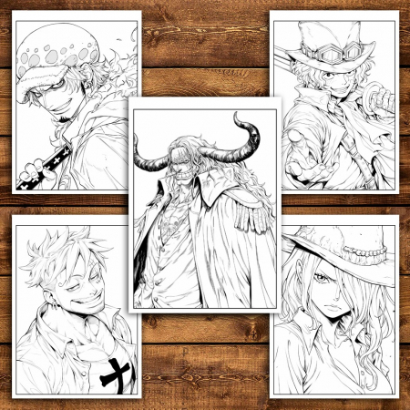Carte de colorat pentru relaxare si antistres, 50 de ilustratii, One Piece, 106 pagini [4]