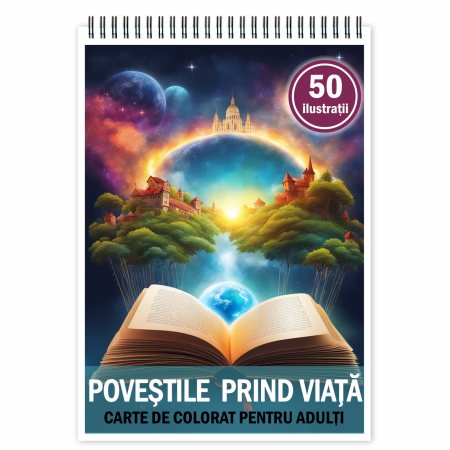 Diverse carti de colorat - Carte de colorat pentru relaxare si antistres, 50 de ilustratii, Povestile prind viata, 106 pagini