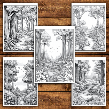 Carte de colorat pentru relaxare si antistres, 50 de ilustratii, Primavara in Padrure, 106 pagini [5]