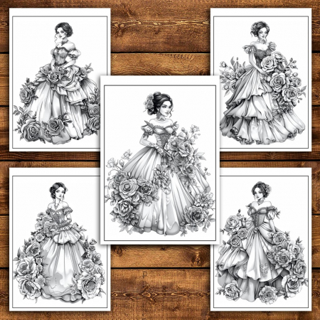 Carte de colorat pentru relaxare si antistres, 50 de ilustratii, Printese Florale, 106 pagini [4]