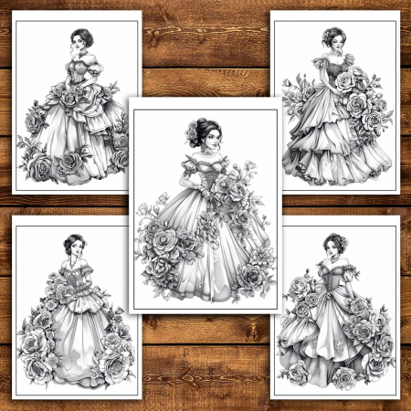 Carte de colorat pentru relaxare si antistres, 50 de ilustratii, Printese Florale, 106 pagini [4]