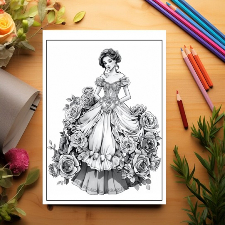 Carte de colorat pentru relaxare si antistres, 50 de ilustratii, Printese Florale, 106 pagini [2]