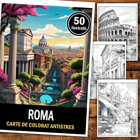 Carte de colorat pentru relaxare si antistres, 50 de ilustratii, Roma, 106 pagini [1]