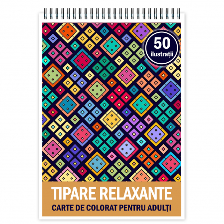 Carti de colorat cu tipare - Carte de colorat pentru relaxare si antistres, 50 de ilustratii, Tipare relaxante, 106 pagini