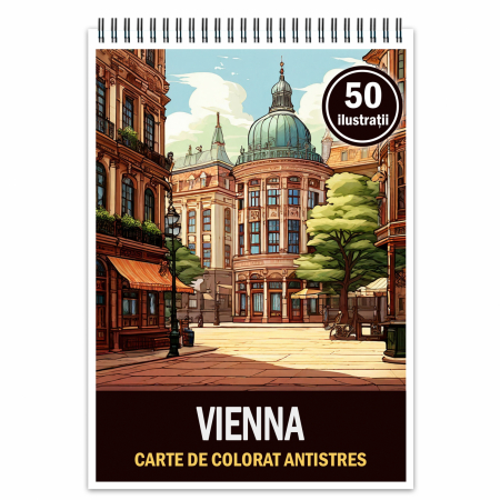 Carti de colorat antistres pentru adulti - Carte de colorat pentru relaxare si antistres, 50 de ilustratii, Vienna, 106 pagini