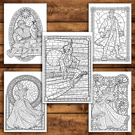 Carte de colorat pentru relaxare si antistres, 50 de ilustratii, Vitralii Disney, 106 pagini [3]