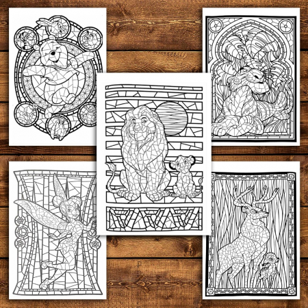Carte de colorat pentru relaxare si antistres, 50 de ilustratii, Vitralii Disney, 106 pagini [4]