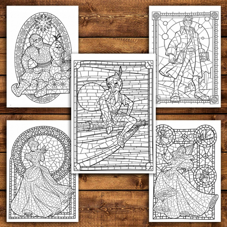 Carte de colorat pentru relaxare si antistres, 50 de ilustratii, Vitralii Disney, 106 pagini [3]