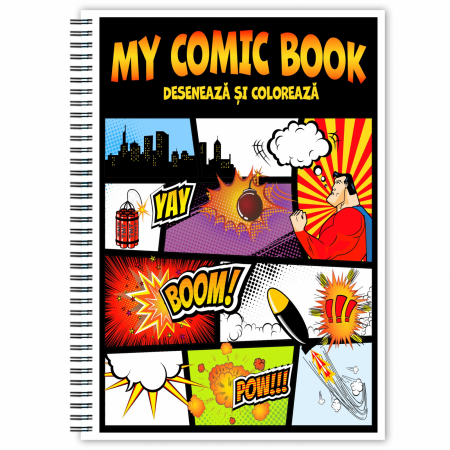 Carte de desenat stil comic book, 50 de pagini diferite, Coloreaza-ti propriul Comic Book, 100 pagini [1]
