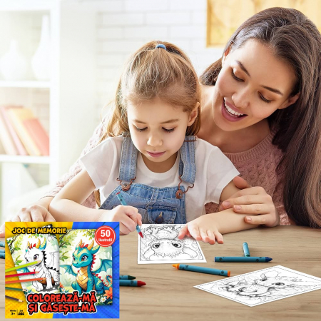 Joc pentru copii 2 in 1 de memorie si desen, Coloreaza-ma si gaseste-ma - Editia Dragoni [1]