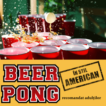 Joc de baut Beer Pong in stil American, pentru petreceri, 12 pahare cu 2 mingi si regulament [2]