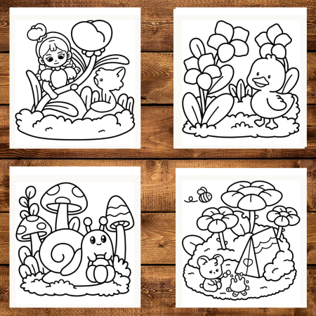 Martisor de colorat, 40 de ilustratii format A5, carte de colorat cu spira metalica, model: Cozy Garden [3]