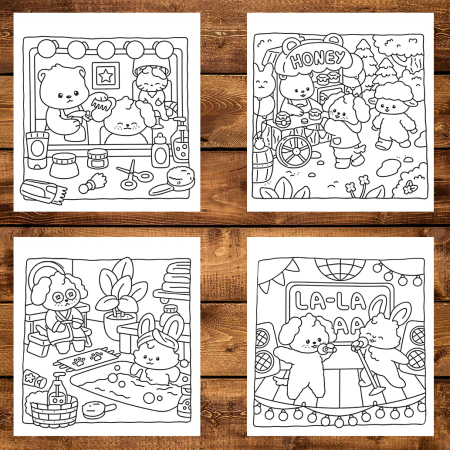 Martisor de colorat, 40 de ilustratii format A5, carte de colorat cu spira metalica, model: Fluffy Times [4]