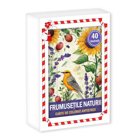 Martisoare in cutie - Martisor de colorat, 40 de ilustratii format A6 in cutie cu tematica de primavara, model: Frumusetile Naturii