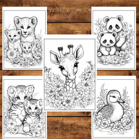 Martisor de colorat, 50 de ilustratii format A5, carte de colorat cu spira metalica, model: Animale Dragute [4]