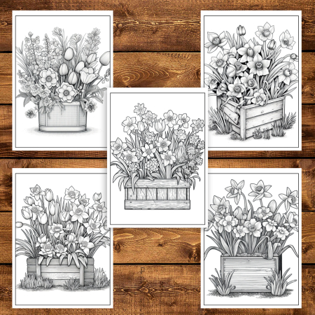 Martisor de colorat, 50 de ilustratii format A5, carte de colorat cu spira metalica, model: Aranjamente Florale [3]