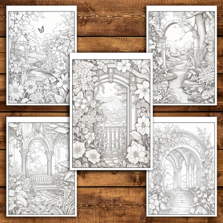 Martisor de colorat, 50 de ilustratii format A5, carte de colorat cu spira metalica, model: Gradini de Primavara [3]